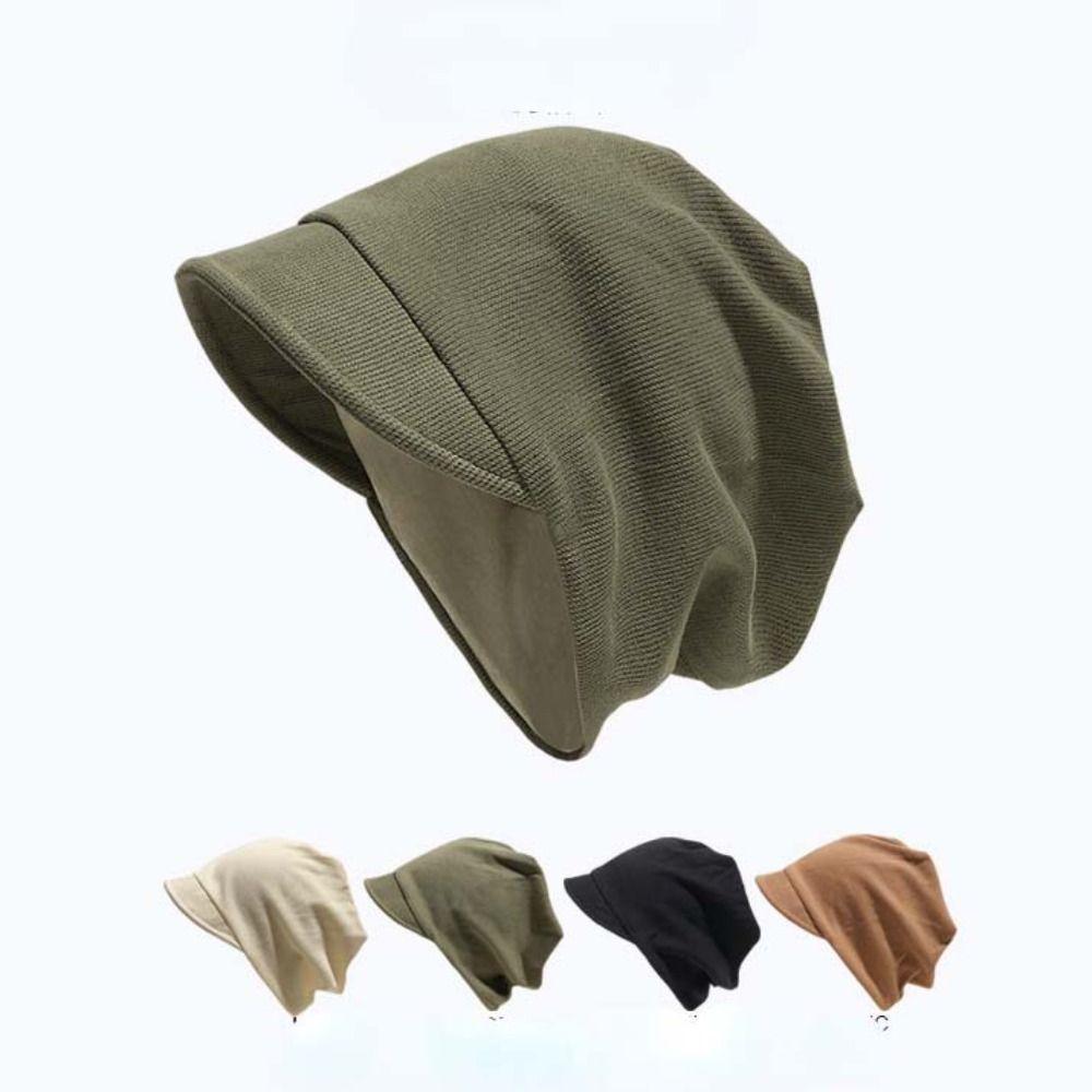 Solid Color Beanie Hat Keep Warm Skull Cap Visor Beret Hat Slouchy Baggy Caps  Unisex
