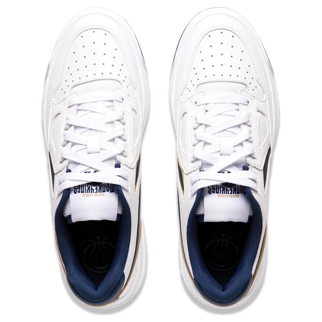Li Ning Synthetikleder Bequem Trendig Rutschfest Langlebig Low Top Skateschuhe Unisex Skateschuhe Weiß Marineblau ABCU001-6