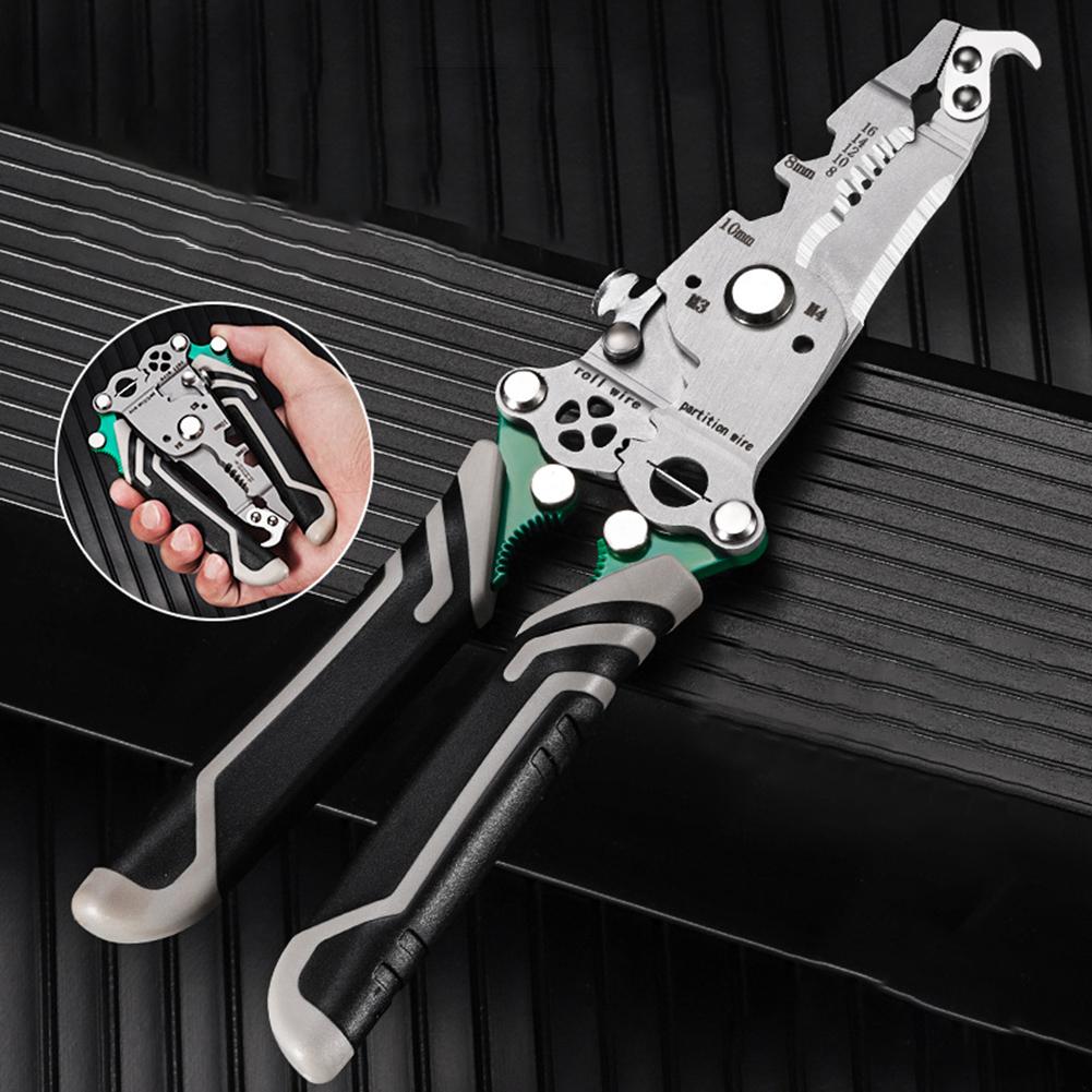 Multifunctional Folding Wire Stripper Cable Splitting Crimping Cutting Tool Wire Repair Tool Pliers