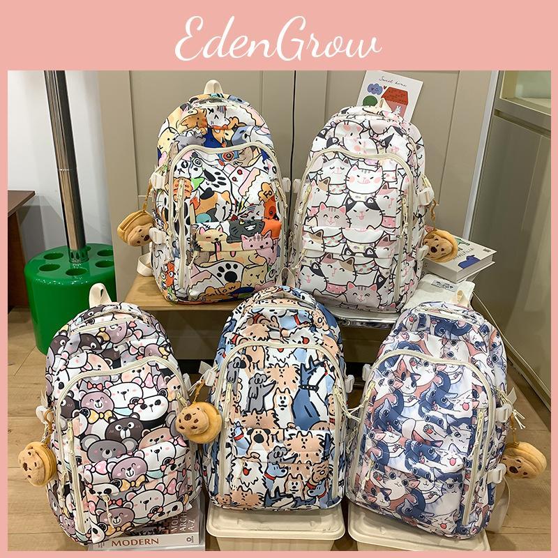 Capacity Large Backpack With Cartoon Cat Dog And Bear Print Designs Daily For