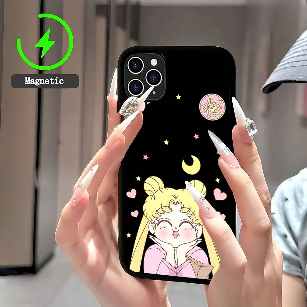 Anime Sailor Moon Handyhülle Magnetische Hülle Für IPhone 16 14 13 12 11 15 Pro Max Plus Für Magsafe Kabelloses Lade Cover
