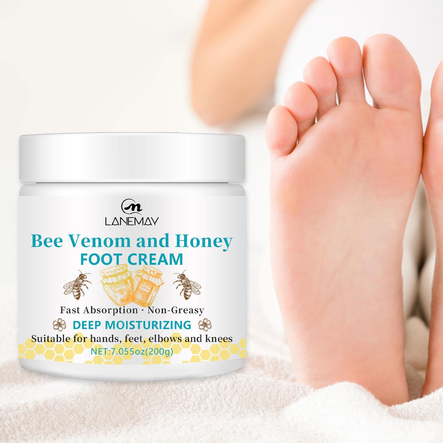 

Bee Venom and Honey Foot Cream-Provides Intense Hydration, Locks In Moisture-Suitable For Hands, Feet, Elbows And Knees, 200g