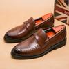 Fashion Quality Stitching Leather Shoes Brand Men Wedding Loafers Business Casual Office Work Shoes Men's Classic Pointy Men Dress Shoes