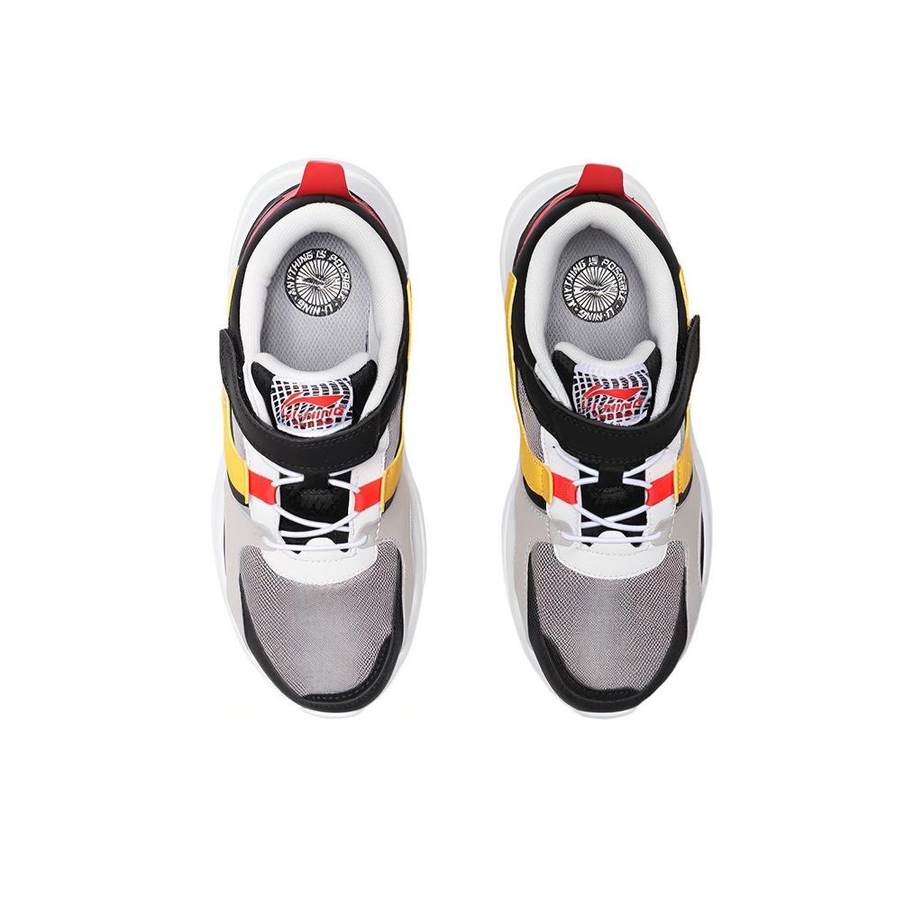 Li Ning Comfortable Trendy Wear Resistant Casual Shoes Kids Casual Shoes Black Yellow Red YKCQ202-7