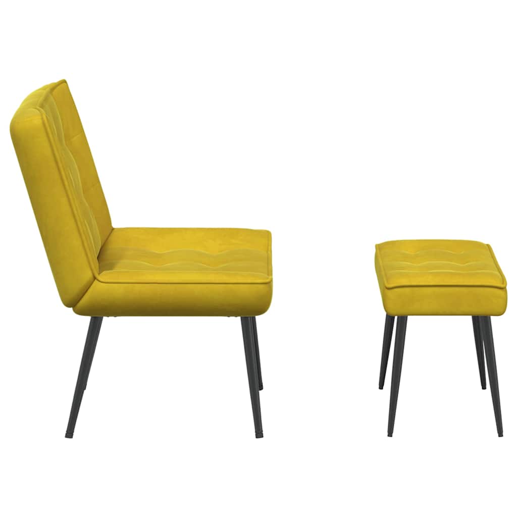 Yellow Velvet Relaxation Armchair with Footstool