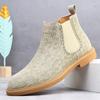 Elegantes Mens Chelsea Boots Pointed-Toe High Top Shoes Classic Leather Slip-On Ankle Boots New Arrival Male Botas Walking Shoes