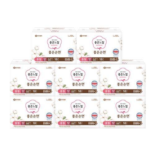 

Гигиенические прокладки Good Feel из чистого хлопка, набор из 8 упаковок (Выберите 1 из 2 размеров) (Medium / Large) Good Feel Good Cotton Medium 18Px8