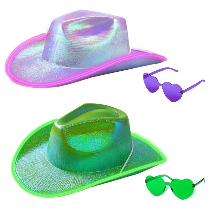 Luminous Top Hat Heart Sunglasses Musical Festival Costume Party Dress Up Outfit