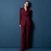 Damen-Blazer und Weitbeinige Hosen Anzug Set Schlanke Passform Ein-Knopf-Jacke mit Spitzem Revers Elegante Formelle Outfits für Büroparty