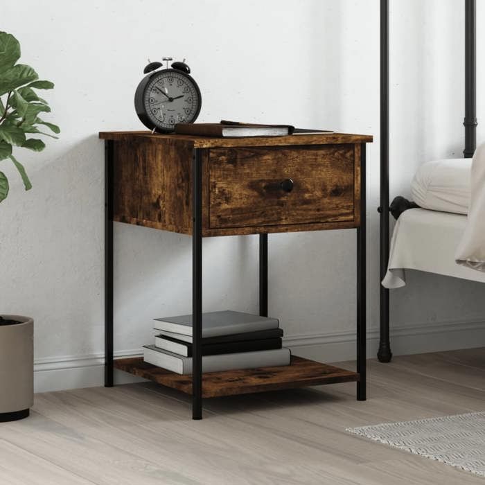 VidaXL Bedside Table Smoked Oak 44x45x58 Cm Engineered Wood 825847