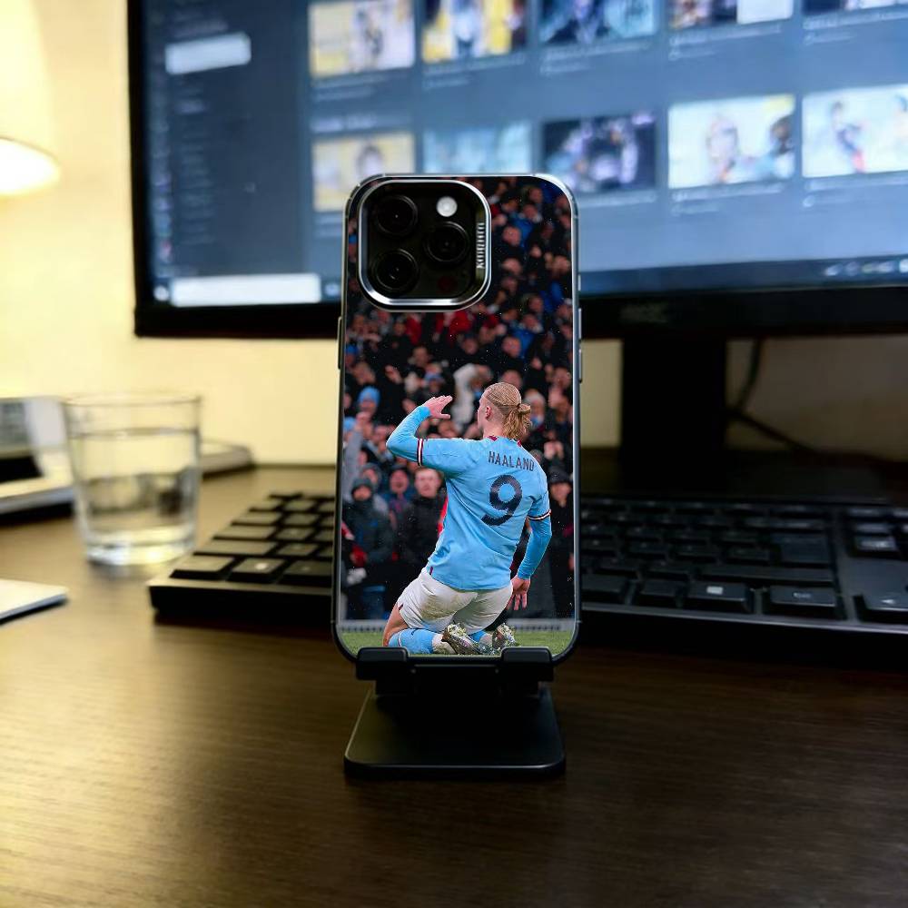 Football Star E-Erling H-Haaland Phone Case For iPhone 17,16,15,14,13,12 Plus,Pro Max,XS,Colorful Silver Phone Case Funda Cover