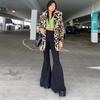 Mode Indie décontracté pour femmes pantalons 2022 été 90s Style urbain botte coupe pantalon taille haute noir Vintage pantalon slim 21909