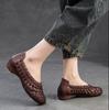 Fashion 2CM New Ethnic Handmade Weave Genuine Leather Oxfords Soft Soled Comfy Elegance Fashion Spring Summer Women Slip On Ladies Shoes