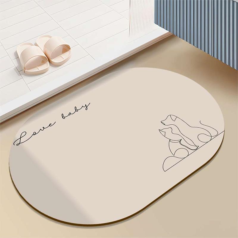 Japan JHMO Bathroom Floor Mat Door Toilet Soft Diatom Mud Absorbent Mat Non-slip Quick-drying Foot Mat Door Mat Oval