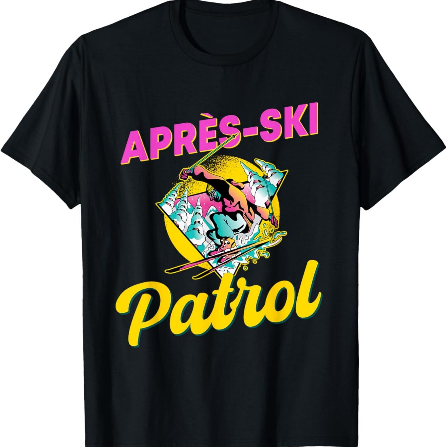 

Ретро 80-х Одежда для лыжного патруля Апре-ски Футболка для катания на лыжах 90-х M чёрный