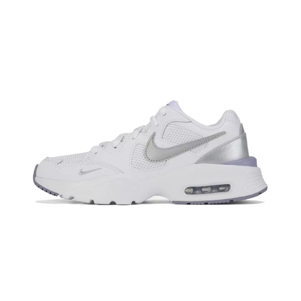 Nike Air Max Fusion Mesh, Leather Low top Air Cushion Running Shoes Women's Gray Black CJ1671-105(Team333-)