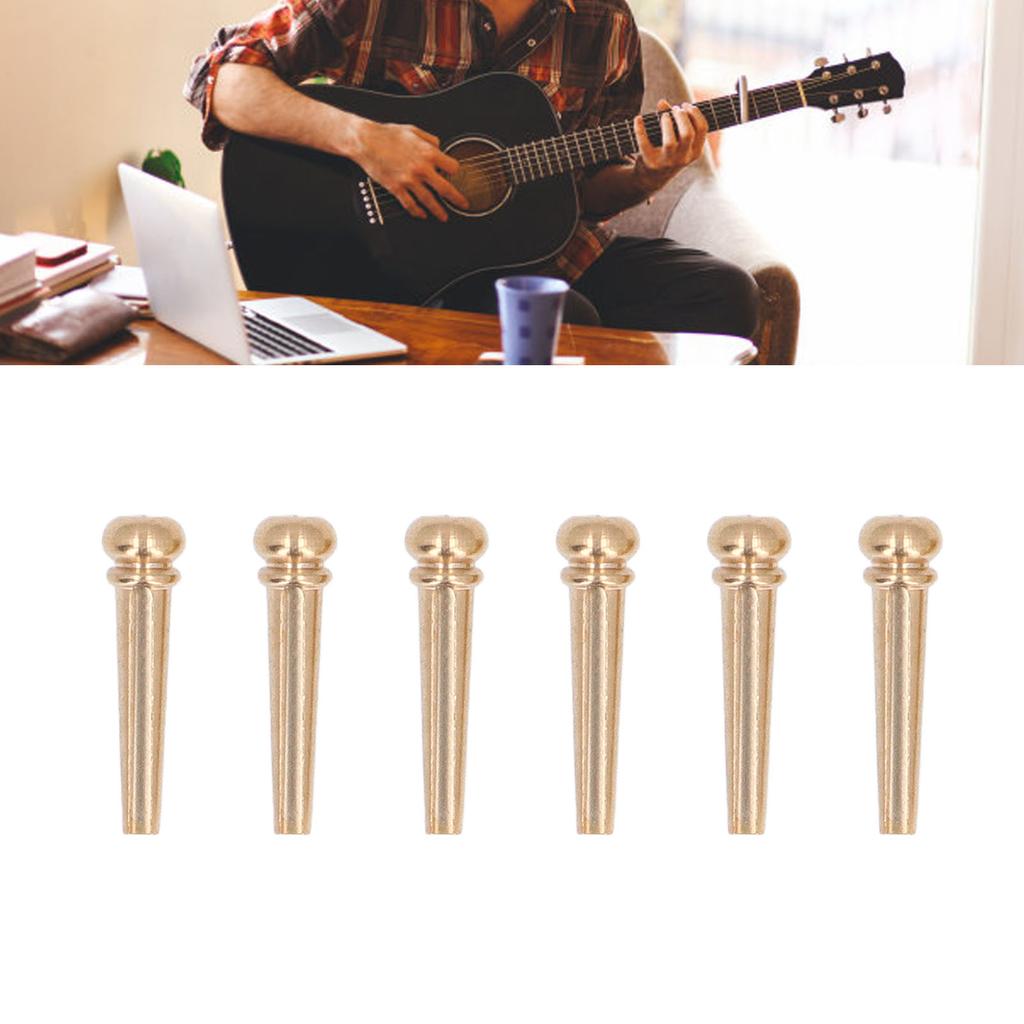 6PCS Guitar Bridge Pin Copper Acoustic Guitar Bridge Pins Peg Replacement for Repairing