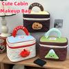 Kawaii Handheld Cosmetic Case Dopamine Color Toiletry Bag Portable Cute Cabin Makeup Bag Girls