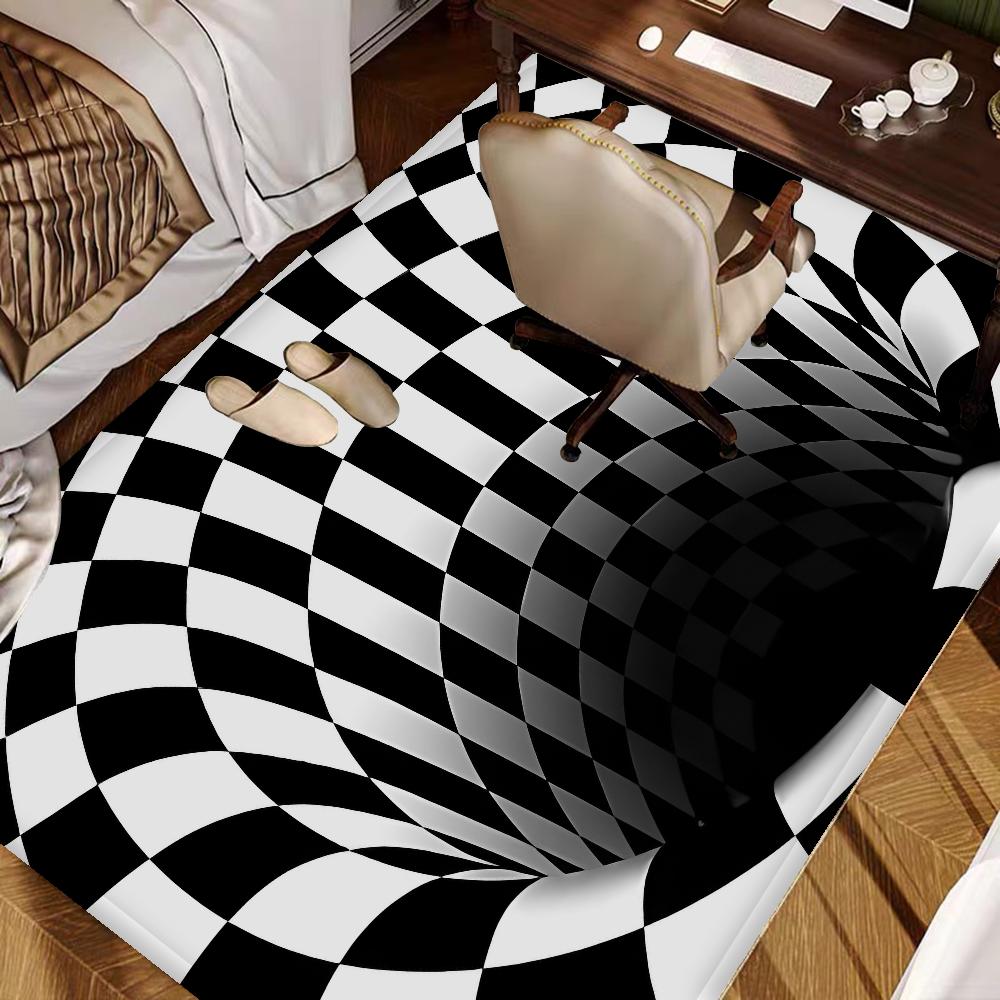 3D Vortex Illusion Fußmatte Waschbar Rutschfest Wohnzimmer Sofa Stühle Bereichsmatte Küche Fußmatte Bereichsteppich