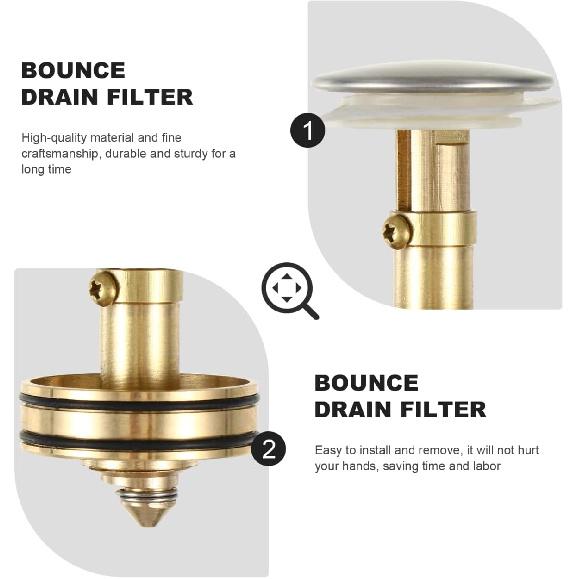 Gadpiparty 2 Pcs Bounce Drain Filter Sink Core Strainer for Bathroom and Kitchen Wash Basin Plug Prevent Hair Residue Blockage 2.36X2.75 Inch