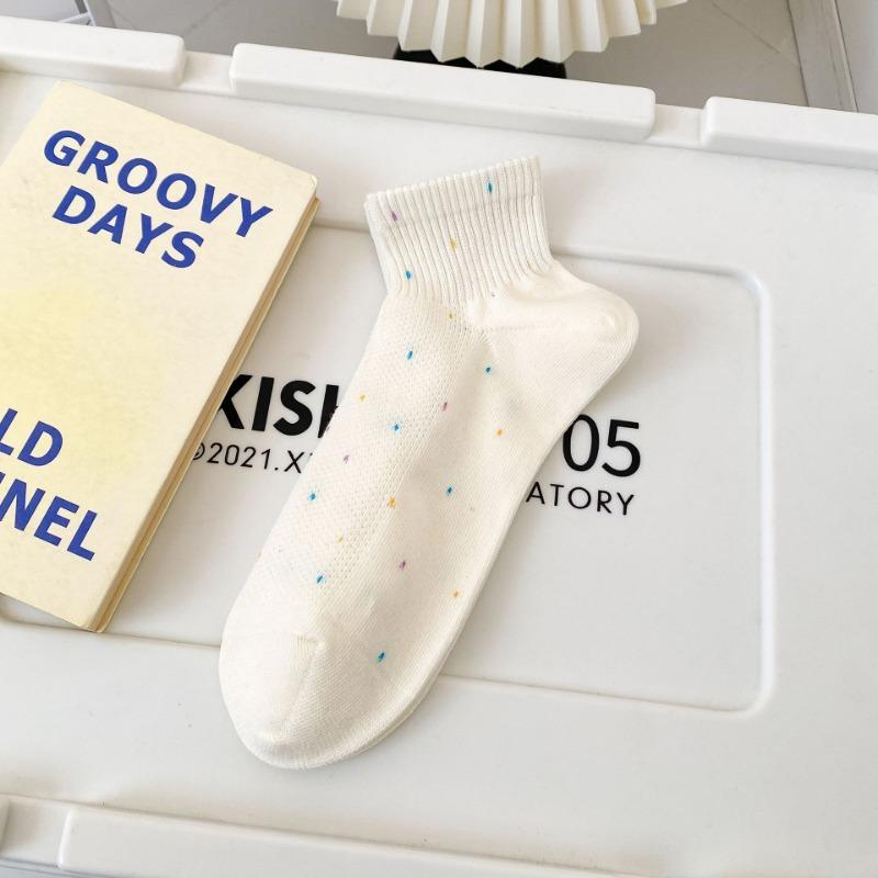 

Женские весенне-летние тонкие хлопковые сетчатые дышащие короткие носки-лодочки 1 pair молочный белый