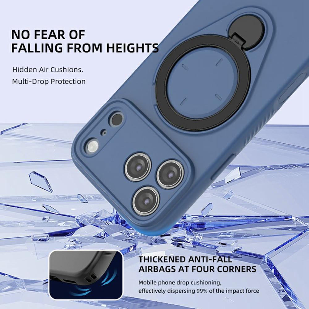 For iPhone 17 Pro Magnetic Case Rotating Kickstand TPU PC Phone Cover Compatible with MagSafe