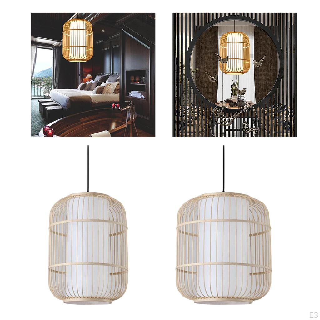Chinese Style Bamboo Chandelier E27 Decorative Novelty Weave Lighting Fixture Droplight for Aisle