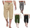 Herren Caprihosen Lässig Leichte Caprihosen Kordelzug Elastischer Bund Strand Yoga Gürteltasche