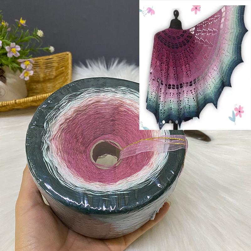 300g Pure Cotton Cake Thread Gradient Long Section Dyed No. 8 Lace Thread for DIY Hand-knitted Shawl Short-sleeved Skirt Blanket