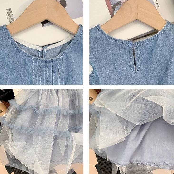 Girls' Dress Summer Dress Children's Princess Dress Baby Girl Vest Denim Yarn Dress Summer Dress