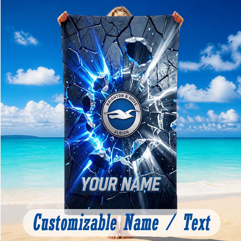 Beach Towel Custom Name Text, Quick Dry Large Towel For Beach HomeBrighton & Hove Albion Football