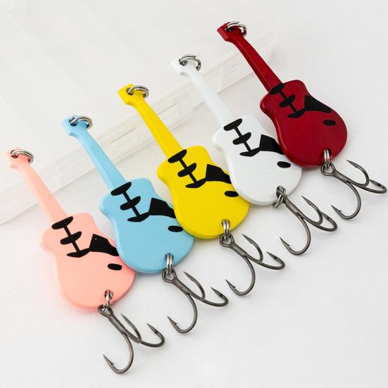5Pcs 5.4CM/11G Guitar Spinner Blade Lure with Hook Metal Rotating Sequin Spinner Bait Saltwater Freshwater Trout Perch Pike Bass Fishing Accessories