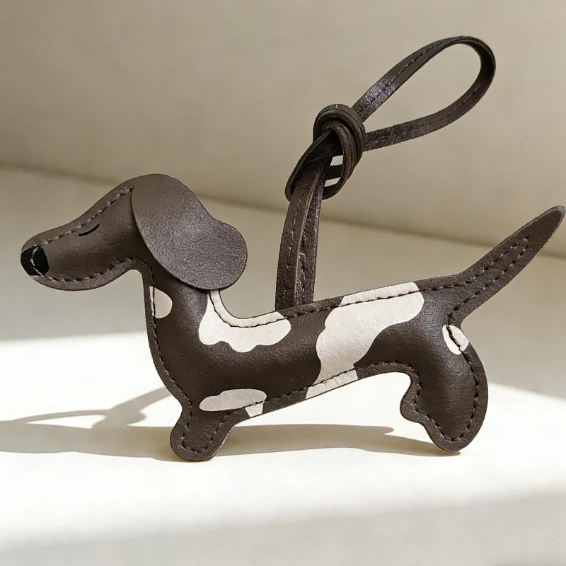NEW Dachshund Dog Keychain Cute Pendant Puppy PU Leather Key Ring Accessory Animal Bag Charm Keys Ornament