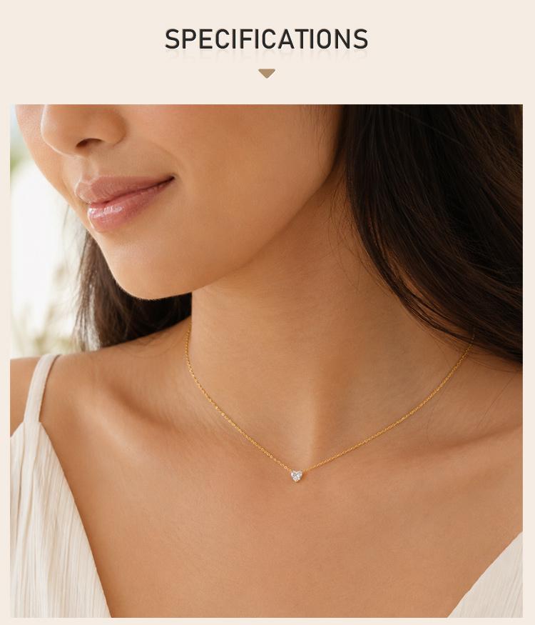 Heart Necklace, 18K Gold Plated Stainless Steel, Waterproof Tarnish Free Solitaire CZ Link Chain Layering Jewelry Women
