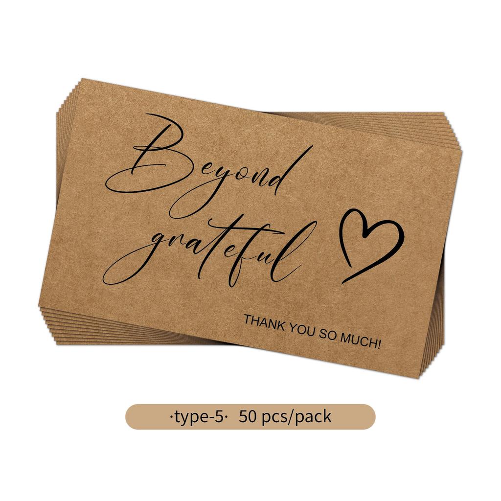 50pcs Kraft Paper Thank You Card for Enterprise Store Business Package Decoration Card Thank You For Your Order Card Wholesale