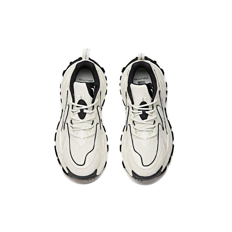 New Anta Hot Cushioning Anti Slip Wear Resistant Breathability Low Top Chunky Sneakers Men's White Black 912118886-2