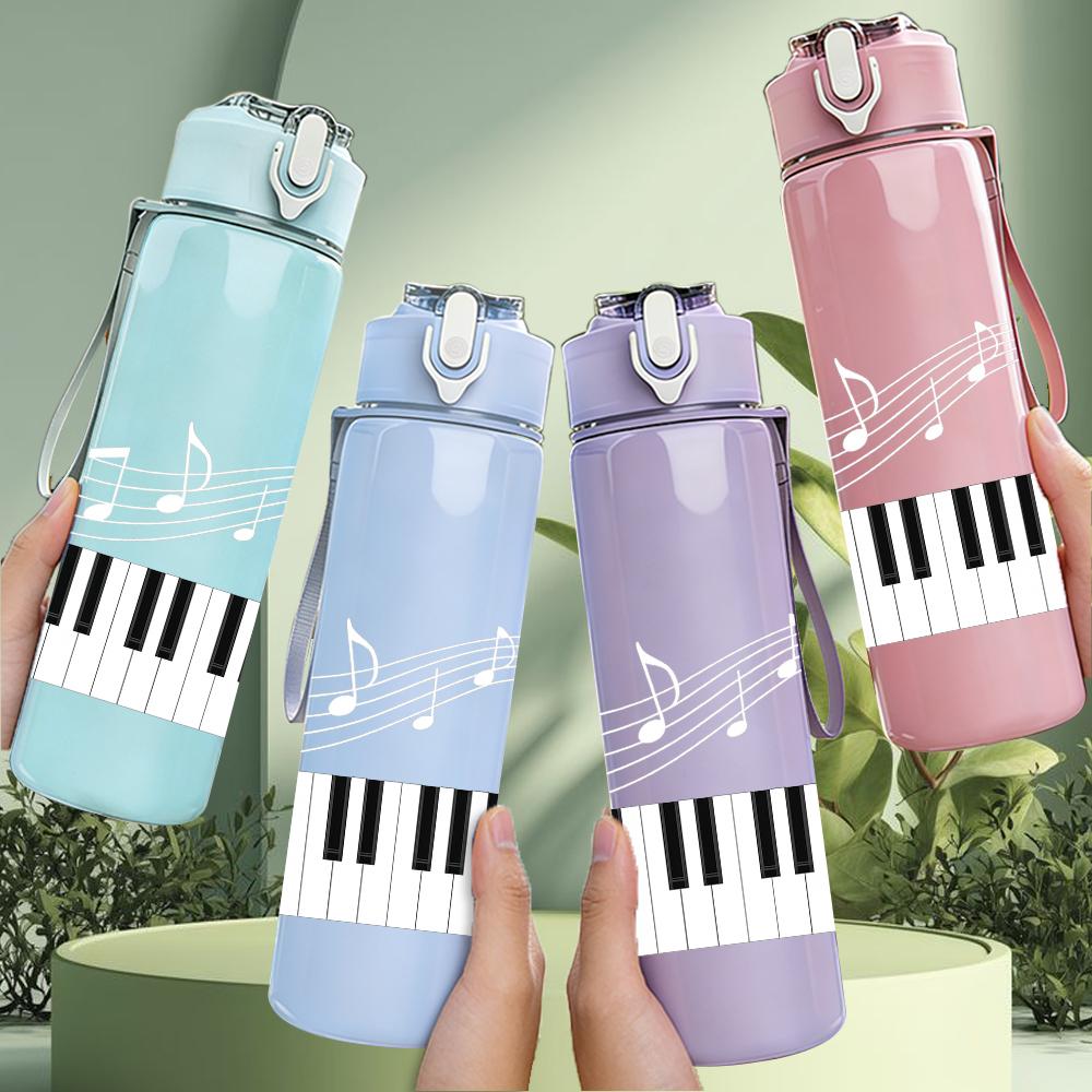 1PC Piano Key Layout 750ml Color Plastic Sports Water Bottle Leakproof Flip Straw Lid For Sports Office Home Use