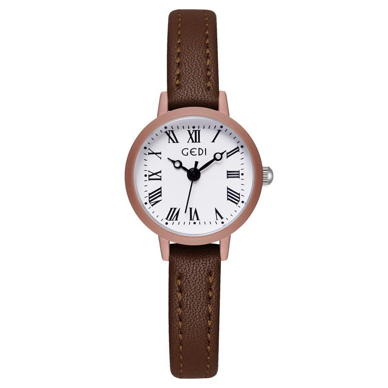 Retro simple women s watch, small and exquisite high-value quartz watch, girl middle school student belt watch