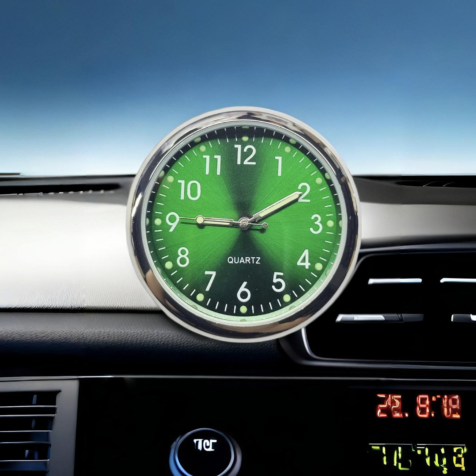 Car Clocks for Dash Quartz Luminous Vintage Watch with Clip and Sticker Pocket Clock for Car Dashboard Motorcycle Vehicle verde