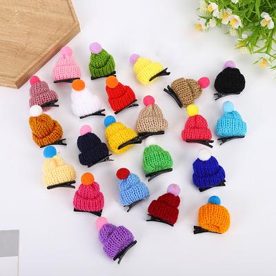 Korea Creative Headdress for Children Colorful Hairpins Cute Mini Barrettes Hair Grips Wool Knitting Hat Hair Clips