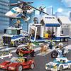 Stazione di Polizia SWAT Edificio Militare Blocchi da Costruzione Modello Città Set Auto della Polizia Figure Poliziotto Barca Giocattolo in Mattoncini DIY per Bambini Ragazzi Regalo