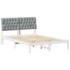 White Upholstered Bed Frame with Headboard 135 x 190 cm