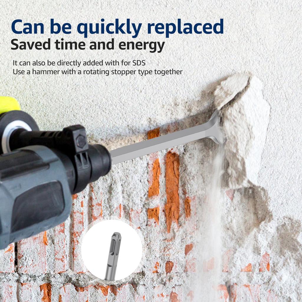 SDS Chisel Set Tile Grooving Scraping Flat Point Scaling Chisels Steel Rotary Hammer Drill Tool for Demolition Chipping Grooving