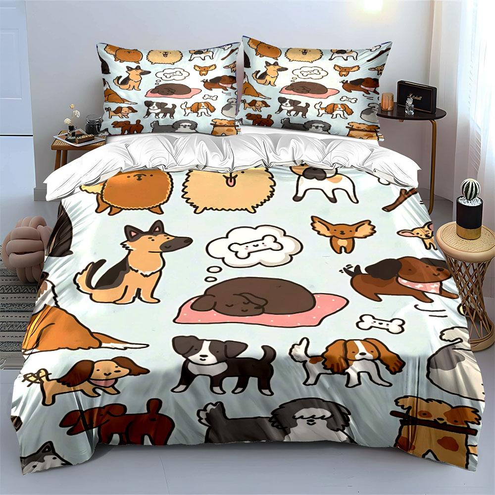 Cartoon Dogs Bedding Set Bedding Duvet Cover Set Duvet Cover Pillowcases (1 * Duvet Cover 2 * Pillowcases, without duvet insert)