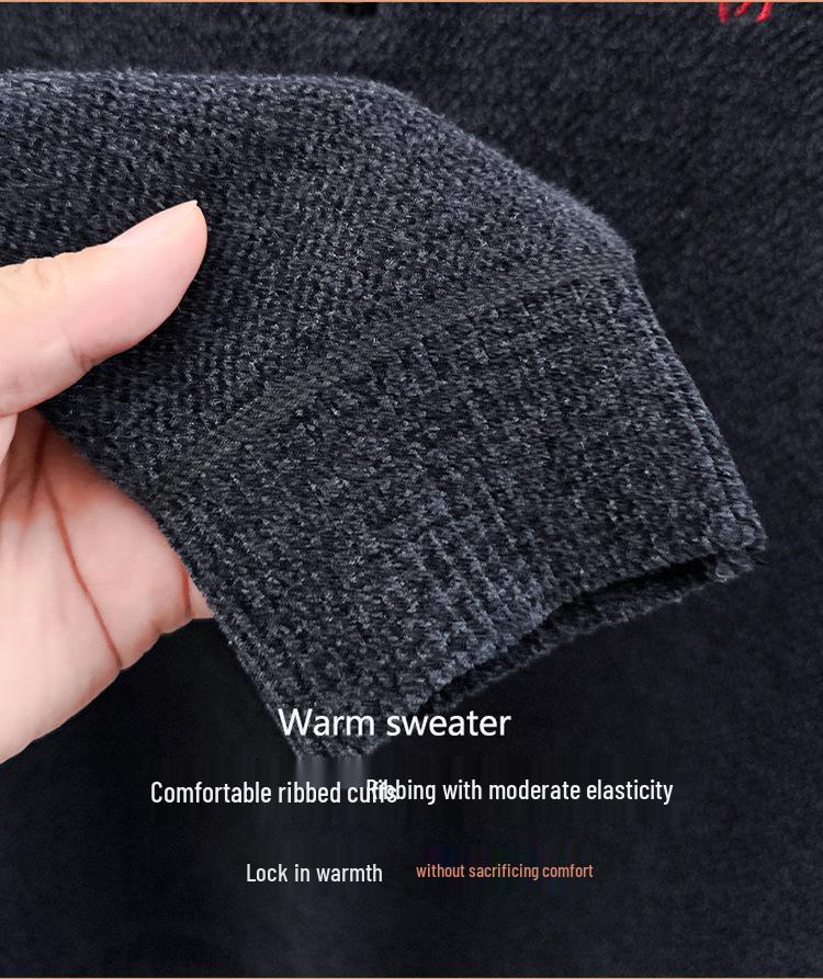 Men's Trendy Fleece Zipper Sweater - Loose, Warm, Plus Velvet, Half-High Collar Knitwear for Winter