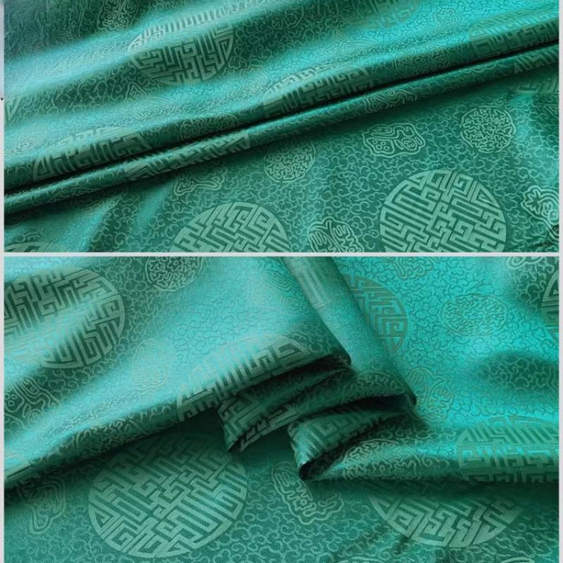 17 Ohm Silk Fabric Traditional Chinese Jacquard Silk Cotton Charmeuse Crepe Tissu Fabric for Sewing Cheongsam Cloth Width 114cm