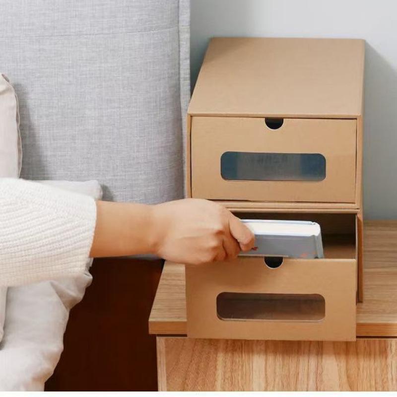 Popular Thickened Kraft Paper Shoe Box: Transparent, Drawer-Type Shoe Cabinet for Home & Dorm Protection.