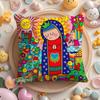 Cartoon Virgin Mary Art Cushion Cover Home & Car Multi-Scene Pillow Cover - Reversible, Soft & Durable for Daily Use