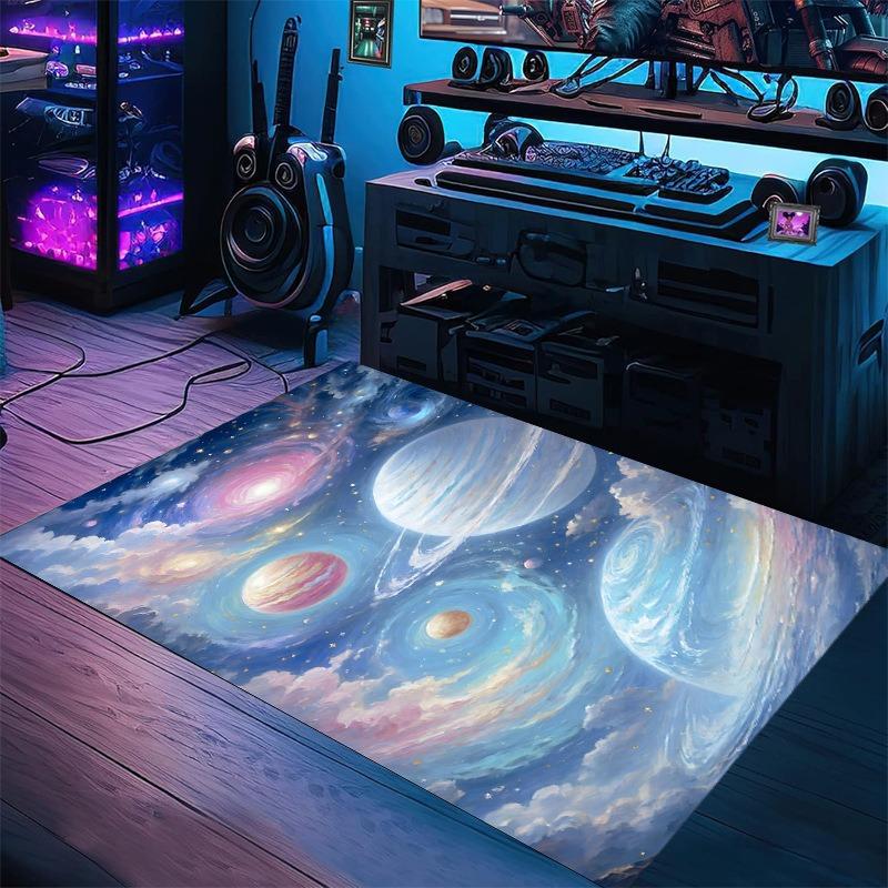 Starry Sky Carpet Esports Room Fashion Design Non-Slip Floor Mat for Kids Playroom Living Room Bedroom Gaming Room Home Decor