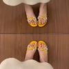 Fashion Pearl Bow Open-toe Slippers for Women In Summer, Beautiful Small Round-toe Rhinestone Non-slip Block Heel Sandals